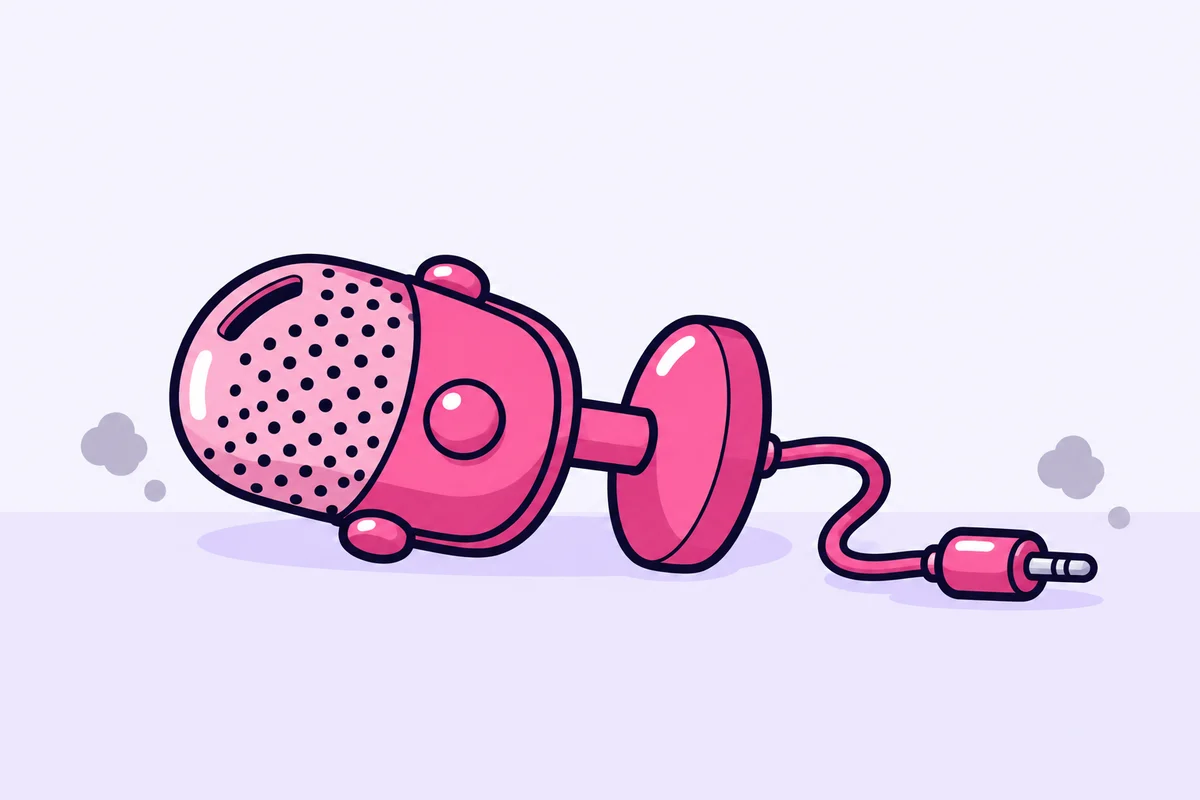 An unplugged pink microphone